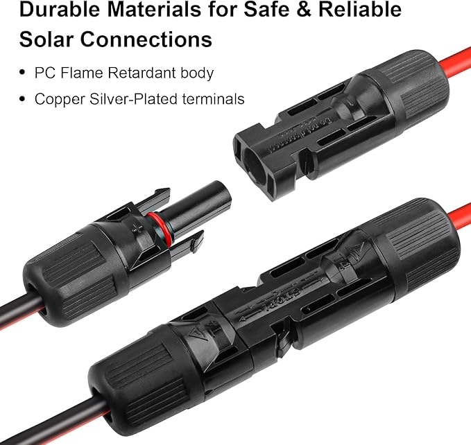 XRDS -RF 10AWG SAE to Solar Panel Connector Cable 1FT 2PCS, Heavy-Duty Tinned Copper, Solar Extension Cable with SAE Polarity Reverse Adapter for Solar Power Systems and Battery Connections