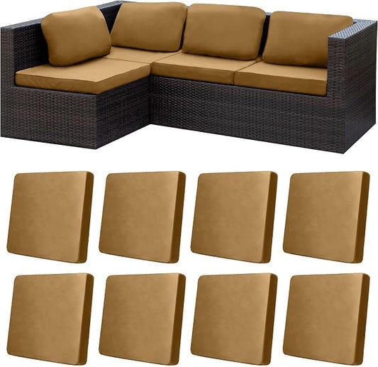 BIETYONE 8Pcs Stretch Patio Cushion Covers,Outdoor Couch Covers Replacement,Outdoor Couch & Sofa Slipcovers,for Patio Furniture Cushion Covers,Washable Reusable urniture Protector (Camel, Cover Only)