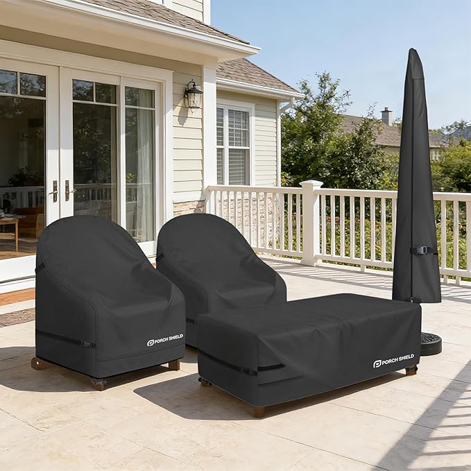 Porch Shield Waterproof Patio Adirondack Chair Cover 2 Pack Fits Outdoor Chairs 28W x 30D x 36H inch, Black