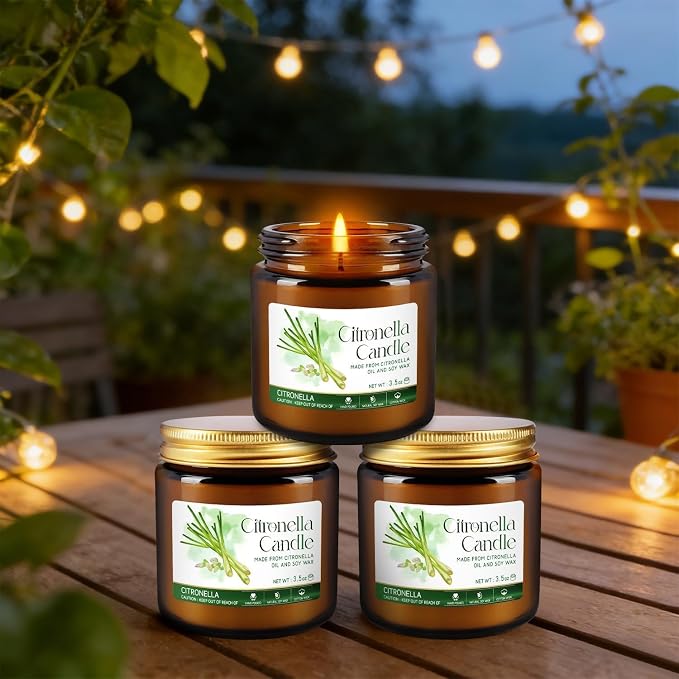 Citronella Candles Glass Outdoor&Indoor，12pack Scented Candle Natural Soy Wax for Home Decor,Gifts,Garden Camping Patio Picnic,3.5oz Long Lasting