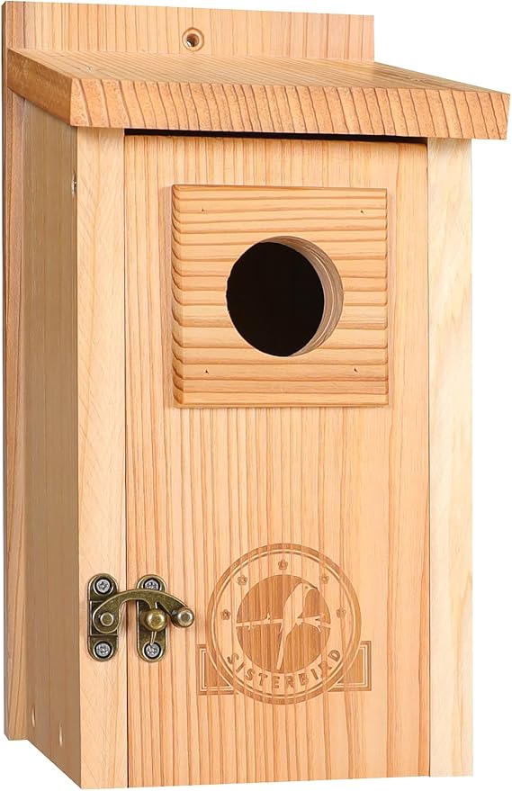 SISTERBIRD Bird Houses for Outside 1-1/2" Entrance Hole Cedar Wild BirdHouses with Wood Guard Outdoor Bluebird Wren Swallow Finch Assembly Required