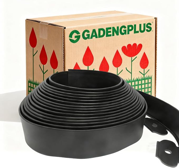 Landscape Edging 2in x 33FT Garden Edging Kit with 120 Spikes(33feet-Black)