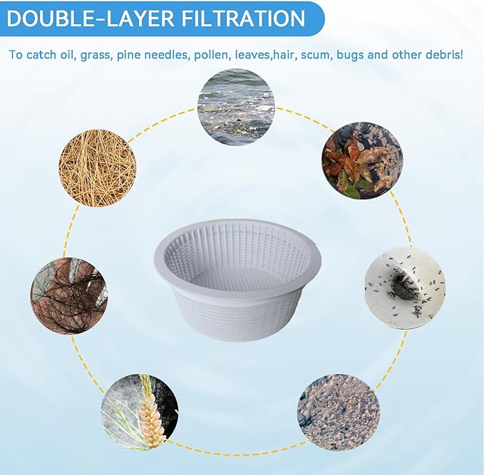 Surface Float Skimmer,No Installation Required, no Adjustable Bracket Required,Comes with 10 Filter Socks, Special Note: Skimmer Rate not exceeding 1100 GPH(Turquoise)