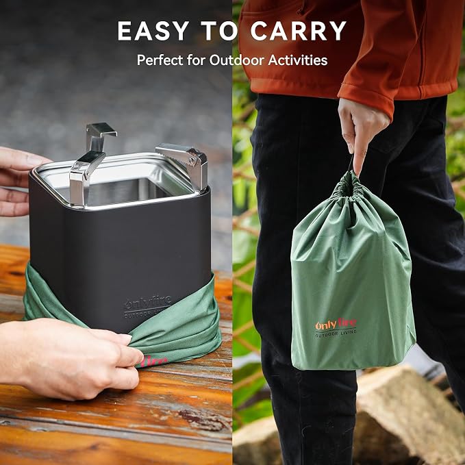 2-in-1 Smokeless Fire Pit with Pot Bracket & Carry Bag, Portable Camping Stove, Wood Burning Mini Tabletop Fireplace for Patio Backyard RV Tailgating, Black 9", #FP052