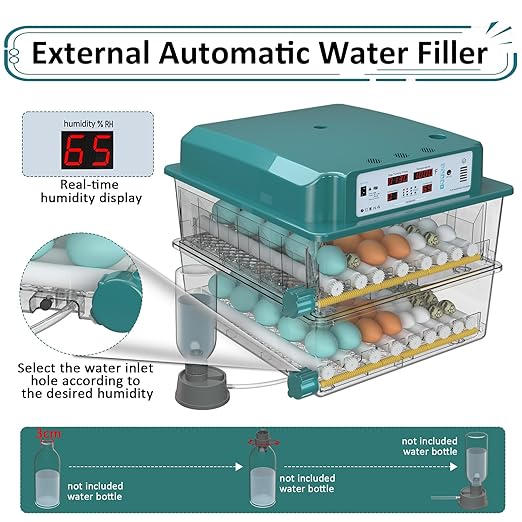 Incubators for Hatching Eggs 120, Chicken Egg Incubator with Automatic Egg Turning and Humidity Display, Temperature Control with 5 Automatic Incubation Modes, Incubation Day Counter
