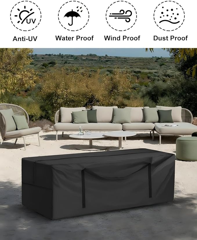 Patio Cushion Storage Bag,Outdoor Cushion Storage Bag,Waterproof storage bag with zipper and handle,Used for outdoor cushion storage and home storage.48in L x 15in W x 22in H