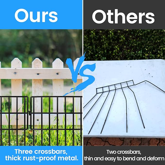 Getlay Garden Fencing Animal Barrier 36ft(L)×16in(H), 32Panels No Dig Fence, 1.5"Gap Underground Critter Barrier for Decks, Pet Dog Digging Fence Barrier. Rust-Proof Metal Black Fence Stakes