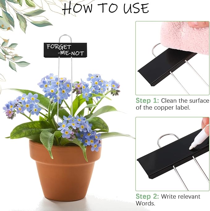 Maitys 104 Pcs Metal Plant Labels Garden Markers Outdoor Weatherproof 10.6 Inch Stainless Steel Nursery Tags Reusable Bulk with Pens for Flower Fruit Vegetable Seedling (Black Label with White Ink)