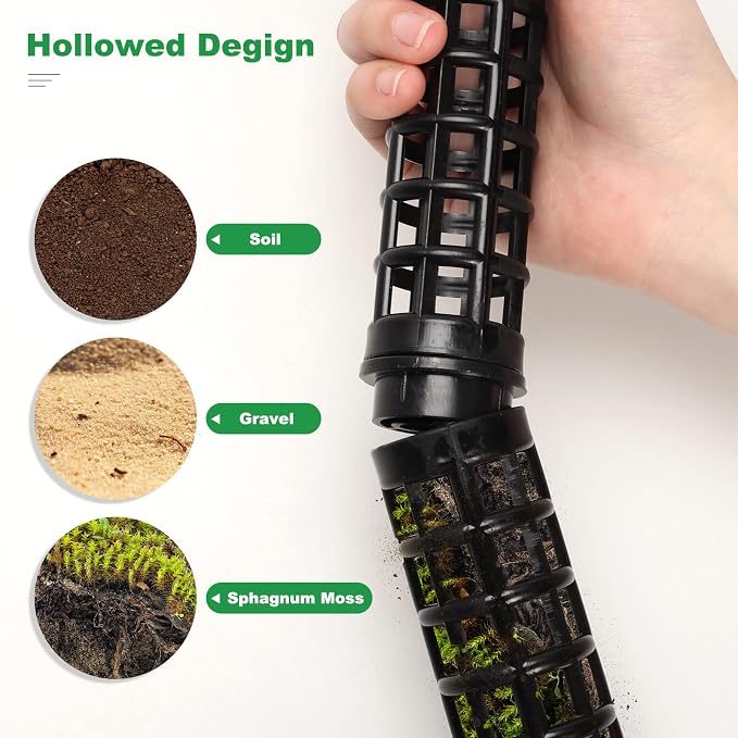 Moss Pole for Climbing Plants Monstera, Indoor Plant Supports, Plastic Moss Stick, Plant Stake for Garden, Extension Aid Climbing Rob (Black, 2pcs 10inch)