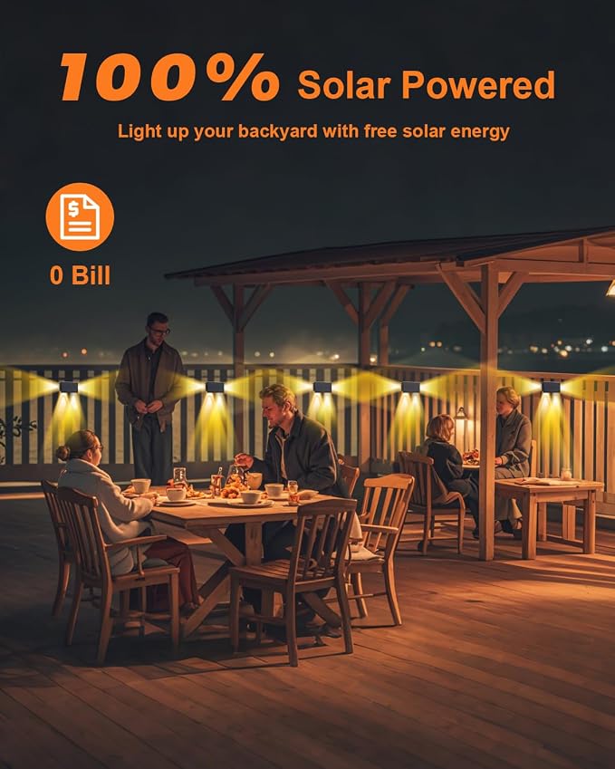 Solar Step Lights (Warm, 3Sides-4Pack) | Solar Powered, Outdoor Steps