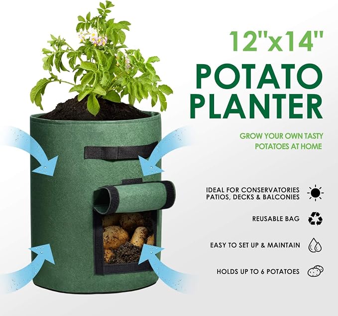 Delxo 5 Gallon & 7 Gallon Grow Bags for Planting, Fabric Pots Plants Growing Bags with Handles Heavy Duty Aeration Thickened Nonwoven