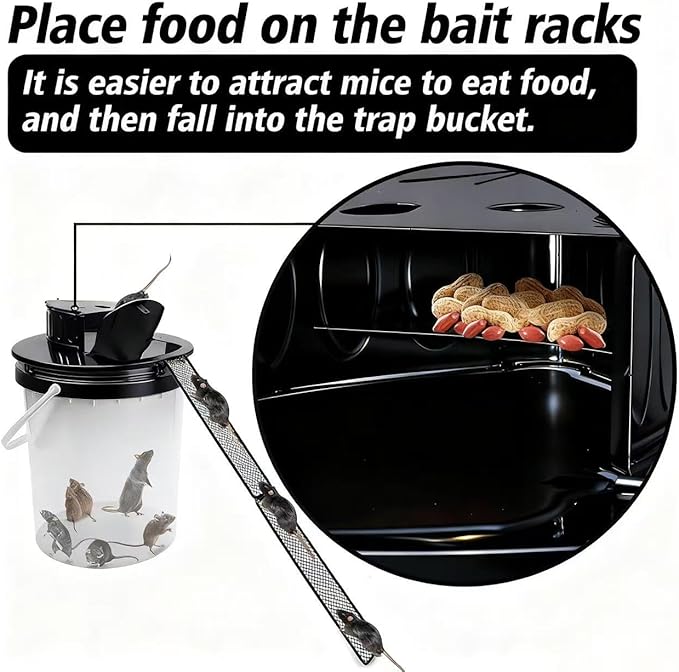 Bucket Lid Mouse Trap Metal 5 Gallon Bucket lid, Strong Material That Will Not Deform or be Bitten, Humane or Lethal Rat Traps, Auto Reset, Repeat Catch for Indoor Outdoor