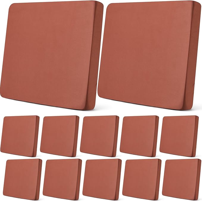Newwiee 12 Pcs Patio Outdoor Cushion Covers Replacement Waterproof Stretch Sofa Couch Cushion Covers Washable Individual Couch Slipcovers Set Furniture Protector for Pets(20-27 Inch,Light Coffee)