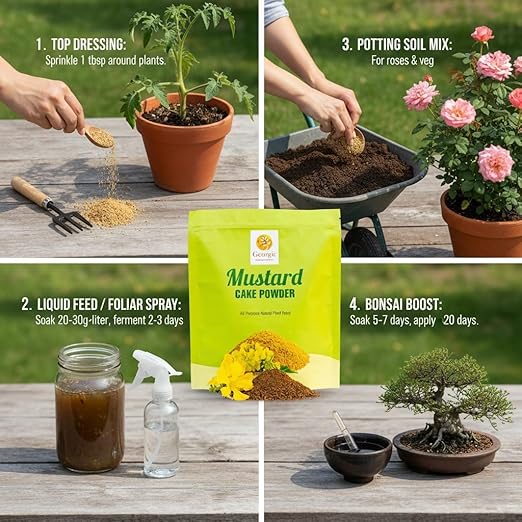 Natural Mustard Oil Cake Powder As Fertilizer for All-Purpose Fertilizer Concentrate for Flower, Vegetable, Herb, Fruit Tree (Pack of 2-6 LB)