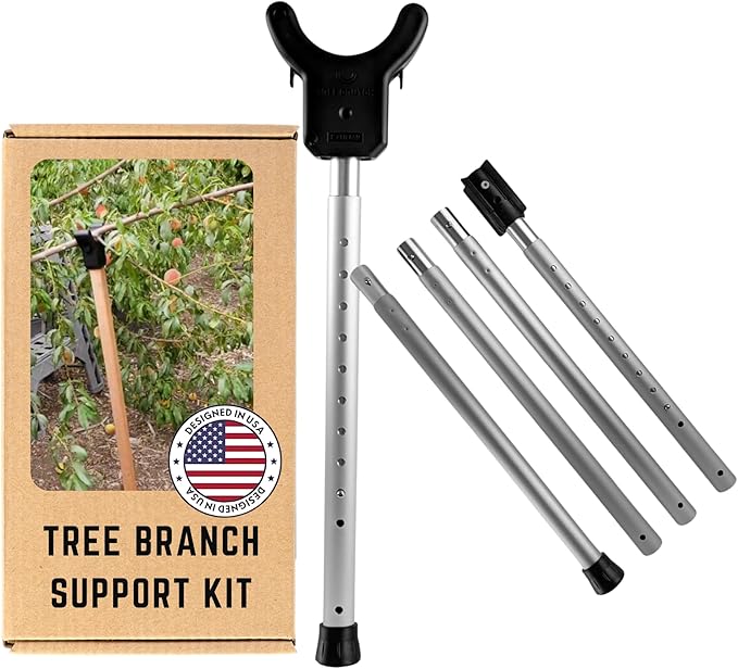 Adjustable Aluminum Tree Support Pole with Tree Crutch – Prevents Fruit Tree Branch Breakage – Holds Up to 100 lbs – Adjusts to 16”-74” for Leaning Trees (1-Pack)