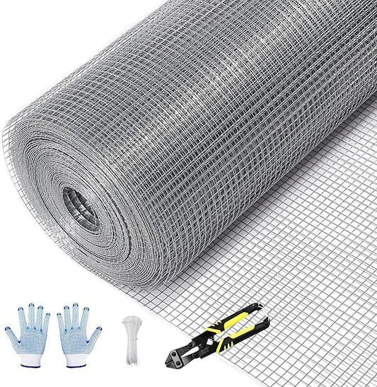 Tongmo Hardware Cloth, Chicken Wire Fencing, 19 Gauge Galvanized Wire & 1"x1" Mesh Size Welded Wire Roll Garden Fence, Poultry Netting for Rabbit/Duck/Chicken Coop (48" x 50')