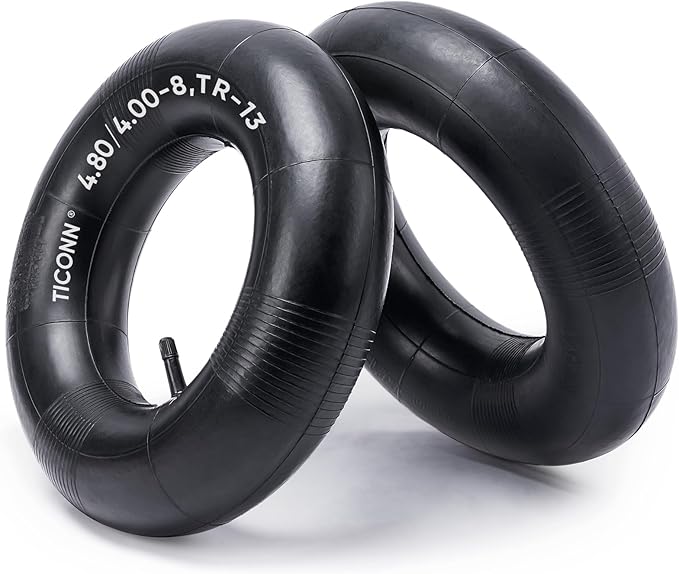 TICONN 4.80/4.00-8 Inner Tube, 2 Pack Inner Tire Tube for Wheelbarrow Tires, Replacement Tube with TR-13 Straight Valve Stem for Wheelbarrows, Mowers, Hand Trucks