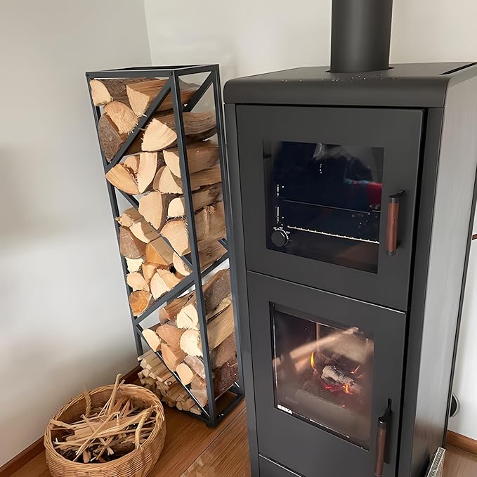 YOHSNOR Indoor Firewood Rack - Adjustable Storage Holder for Fireplace & Outdoor Fire Pits - Durable Welded Joint, Easy Assembly, Multi-Space Decorative & Functional Log Rack - Ideal Stove Accessories