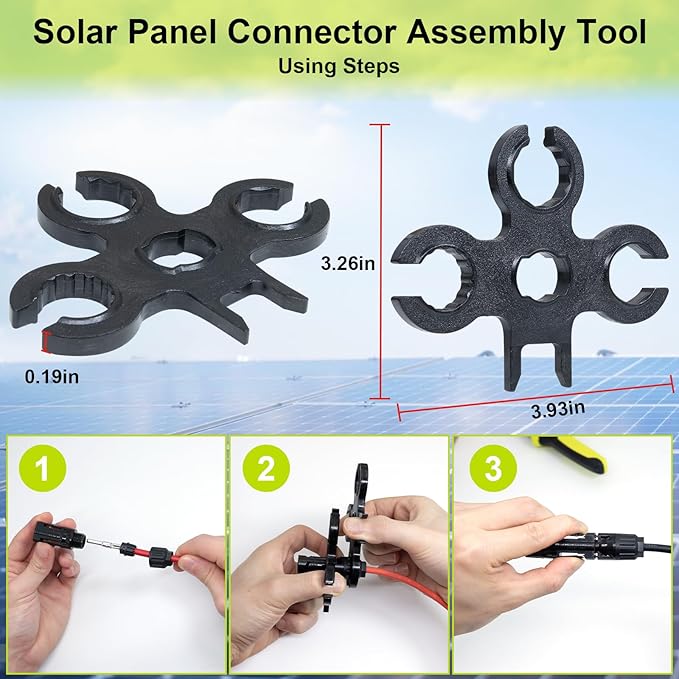 Solar Crimper Stripper Tool Kit for Solar Panel,with 12 Pairs Solar Connectors,2 PCS Spanner Wrench