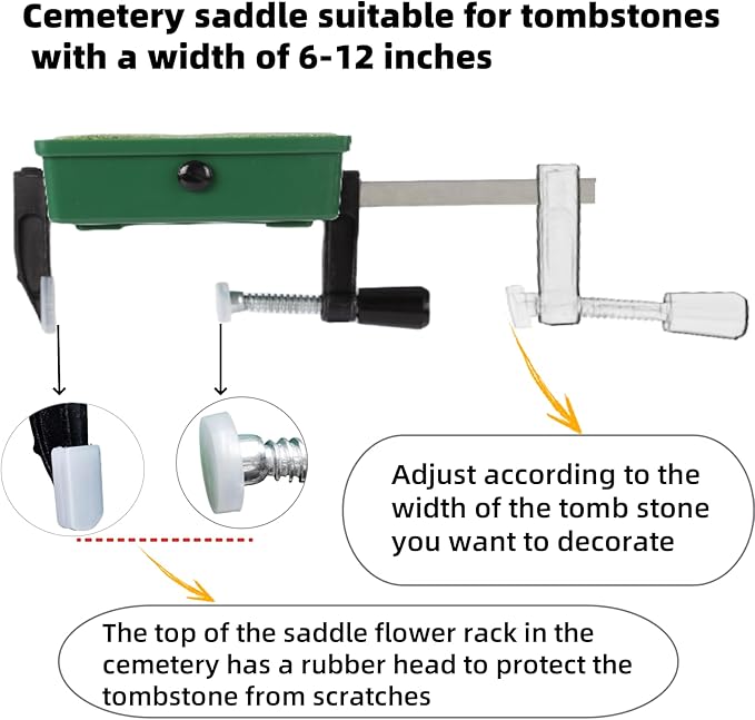 Cemetery Saddles,Graves Cemetery Headstone Saddle Holder, Suitable for 6 to 12 inch Gravestone Flower Stands, Used for Cemetery Decoration, Gravestone Saddle to Withstand high Winds
