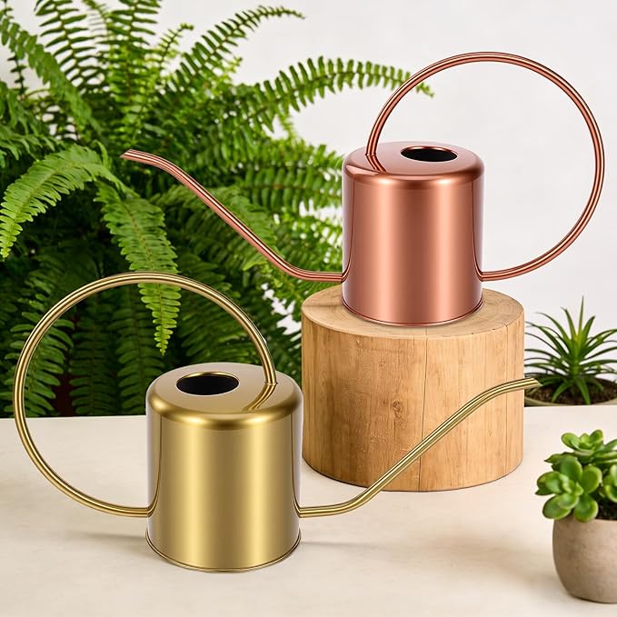 Plant Watering Can, 50 oz / 1500 ml Stainless Steel Metal - Modern Decorative with Long Spout for Indoor Potted Plants, Bonsai, Garden Flowers, Copper