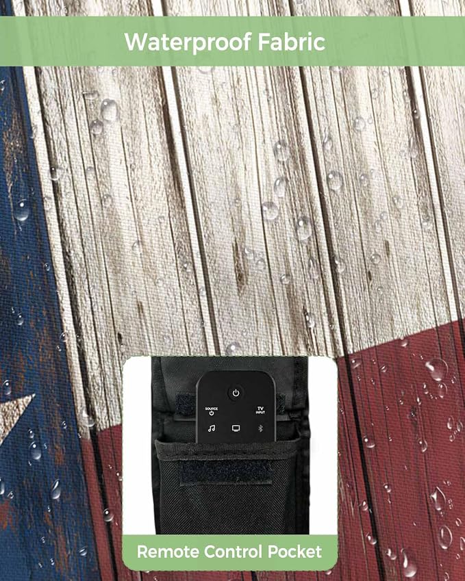 T&H XHome Outdoor TV Cover - Vintage Wood Texas Flag Waterproof and Weatherproof 40"-43" LCD Movable Shield TV Display Screen Protector Outside Television Covers
