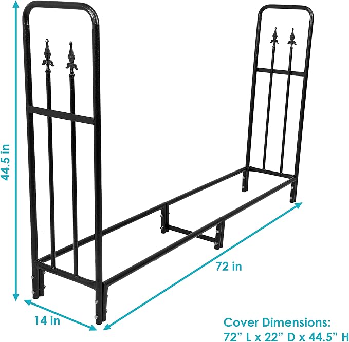 Sunnydaze Indoor/Outdoor 6-Foot Decorative Firewood Log Rack with Black Heavy-Duty Weather-Resistant PVC Cover