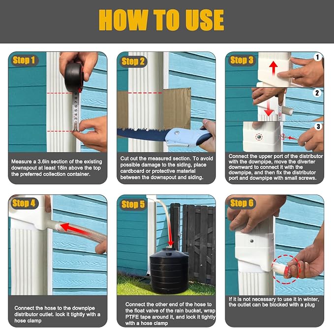 Perfsign Prevent Overflow Rainwater Collection System,Downspout Diverter,Rain Water Catching System,Rain Barrel Spigot kit,Rain Barrel Diverter kit,Downspout Adapter,Roof Rain Diverter Connection Kit