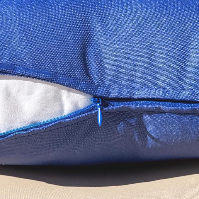 MIULEE Pack of 2 Decorative Outdoor Waterproof Pillow Covers Square Garden Cushion Sham Throw Pillowcase Shell for Spring Patio Tent Couch 16x16 Inch Royal Blue