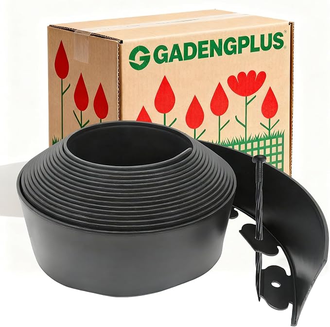 Landscape Edging,4inx33feet Garden Edging with 60 Spikes for Lawn