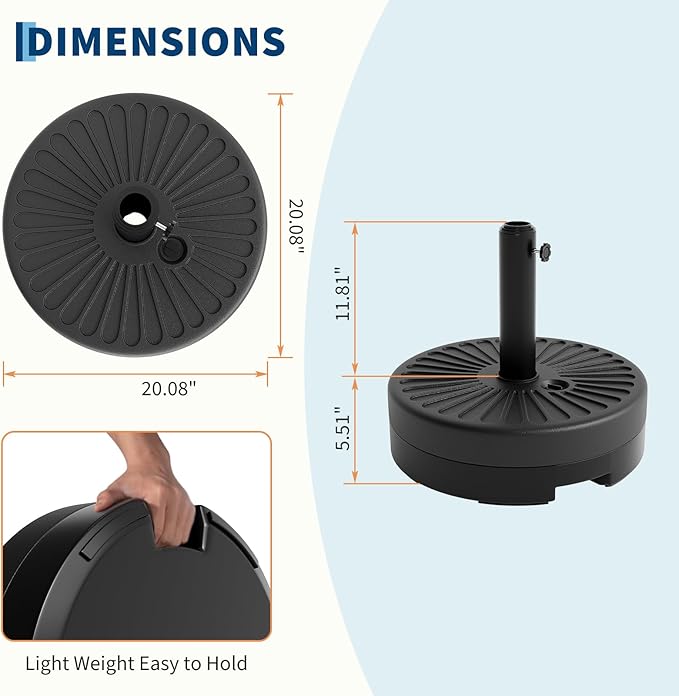 GarveeLife Patio Umbrella Base, 80lb Capacity Heavy Duty Design with Adjustable Pole Adapter Fits 1.5" to 2.1" Poles for 7.5-11FT Umbrellas, Corrosion-Resistant and Wind-Resistant for Outdoor, Patio