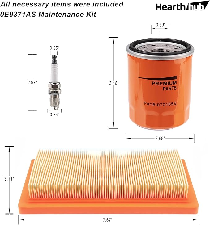 0E9371AS Air Filter Maintenance Kit -Compatible with (2013 +) Generator V-Twin/8kW/11kW Evolution Series - Generator Oil Change Replacement Parts Maintenance Service Filter Kit