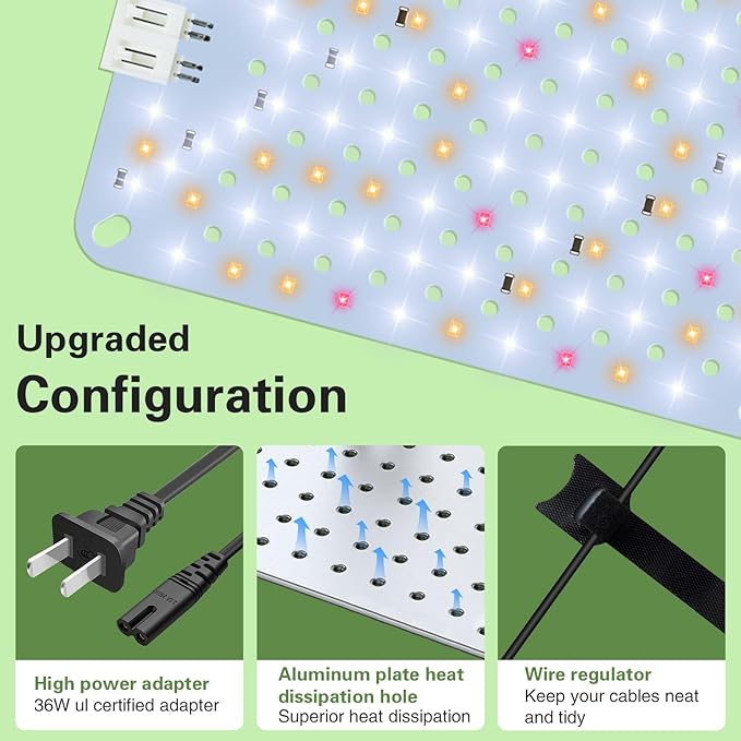60W Ultra-Thin Panel Full Spectrum Grow Lights, 1152 LEDs Growing Light for Indoor Plants with Daisy Chain Function, Grow Lights for Seed Starting with 4/8/12/16/20H Auto On/Off Timer (6pcs)