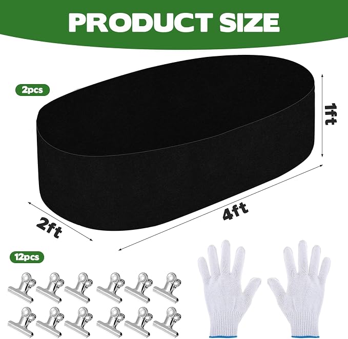 2 Sets Raised Garden Bed Liner Bag, 4 x 2 x 1 ft Oval Breathable Grow Bed Fabric Liners with Clips Gloves, Garden Grow Bed Bag Grow Planter Bags Plant Bed for Planting Vegetables Flowers and Herbs