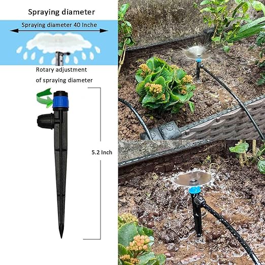 160Ft Drip Irrigation System for Garden with Water Timer, Main Water Hose ID 1/2inch 32Ft, 1/4in 131Ft, Sufficient Water Pressure, Irrigation Dripper Waterflow Evenly, Easy DIY Garden Watering System