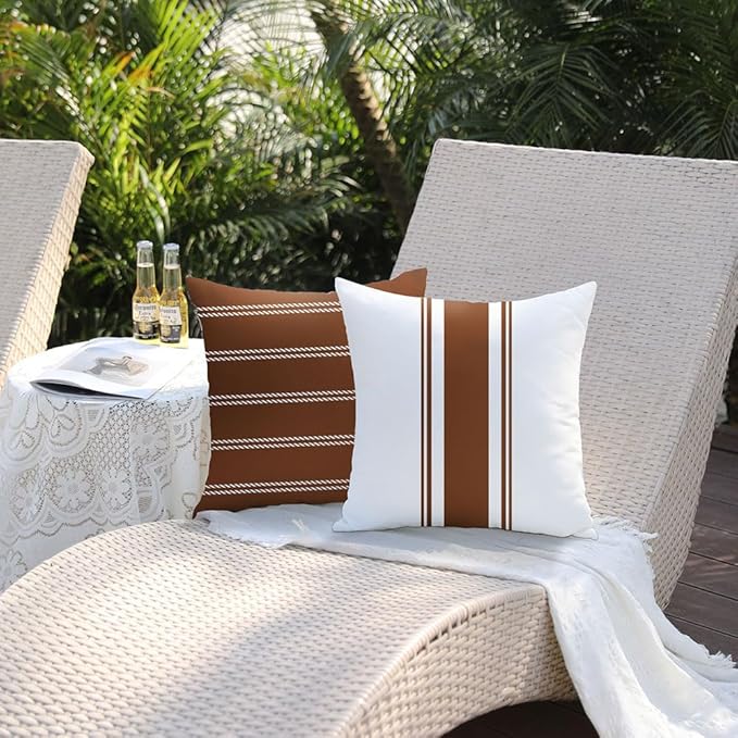 DFXSZ Outdoor Pillow Covers 18x18 Inch Set of 4 Rust Waterproof Modern Geometry Throw Pillows Outdoor Summer Waterproof Decor for Patio Funiture Garden Polyester Cushion Covers 013M18