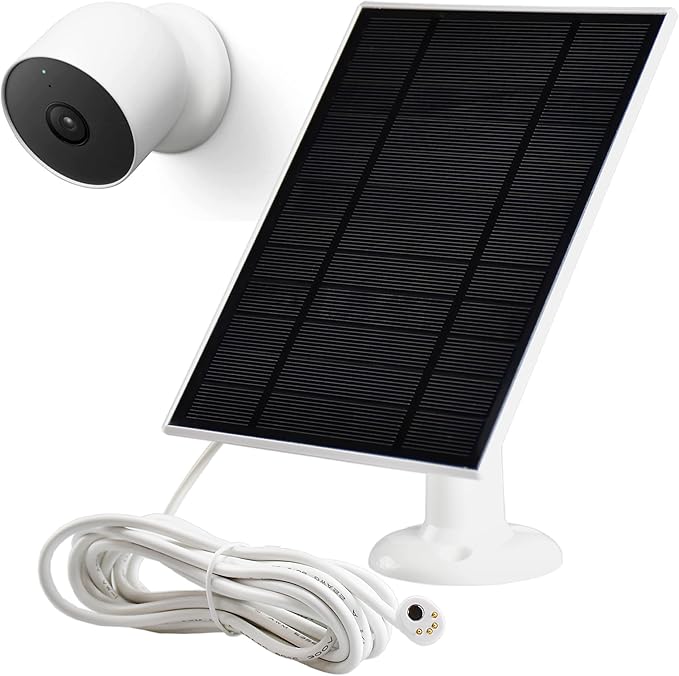 Solar Panel Charger for Google Nest Cam Outdoor or Indoor, Battery-2nd Generation,3.8W Solar Power,6.6Ft Charging Cable-1PACK