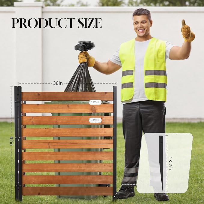 Kryonix 42" H x 38" W No Dig Privacy Fence,2 Panels Pine Wood Outdoor Privacy Screen for Pool Equipment Enclosure,Patio Fence, Air Conditioner Fence,Trash Can Fence