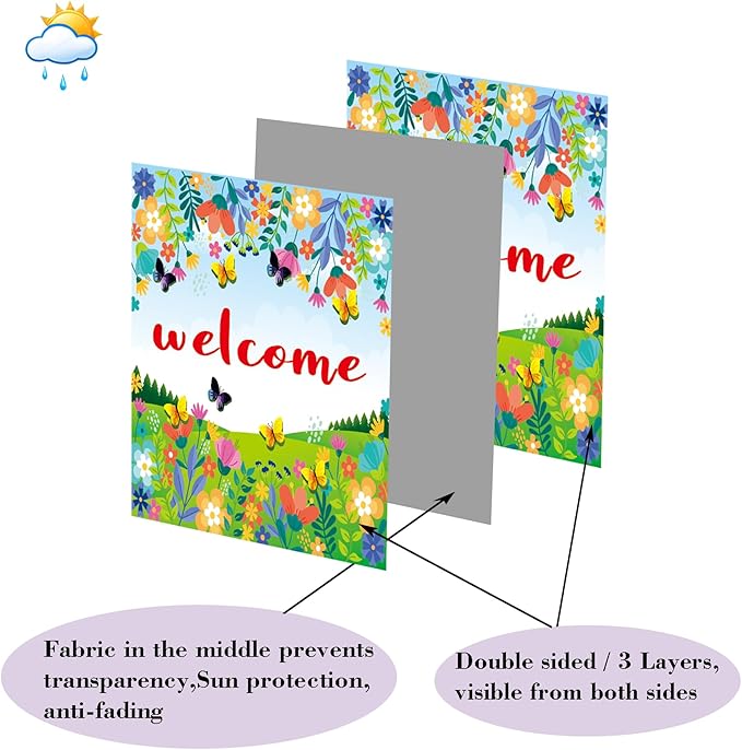 Seasonal Garden Flags Set of 12, 12 x 18 Inch Double-Sided Yard Flags for Spring Summer Fall Winter and Holiday Decorations, Weather Resistant Outdoor Welcome Flag Set (No.1)
