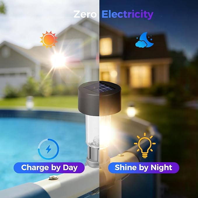 BITIWEND Solar Pool Lights for Framed Above Ground Pools, 6 Pack Waterproof Swimming Pool Accessories Lights, for Outdoor Pool Yard Garden Decoration Night Light