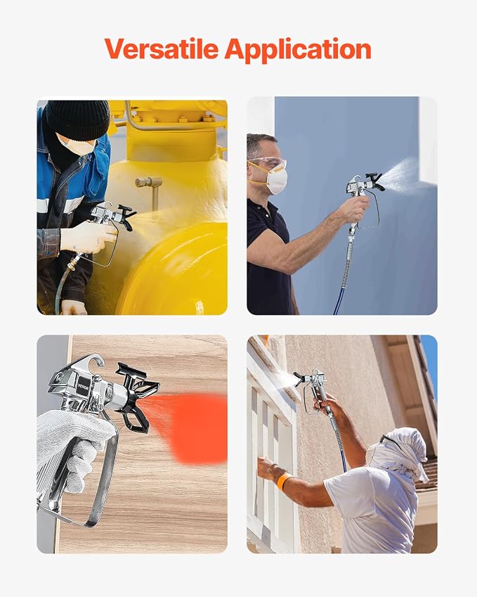 VEVOR Airless Paint Spray Gun, 3600PSI High Pressure Airless Paint Sprayer Gun with 5 Tips, 211, 315, 417, 517, 623, Swivel Joint Airless Spray Gun Kit with Filters, Cleaning Needle and Brush