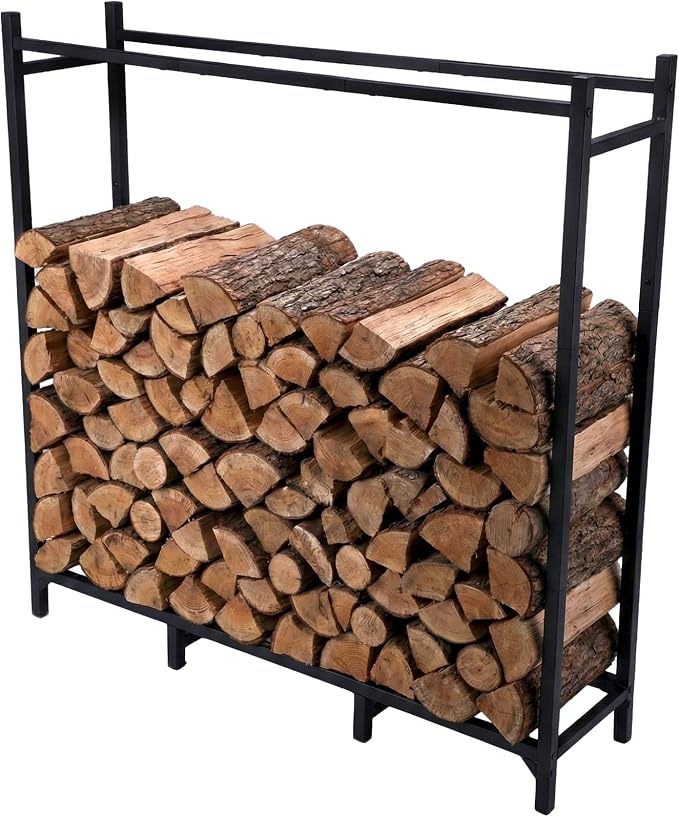 TC-HOMENY Log Rack with Cover Outdoor and Zipper, Waterproof Windproof Sun-Proof Fire Wood Storage Racks Indoor Outdoor Wood Racks for Fire Wood Holder