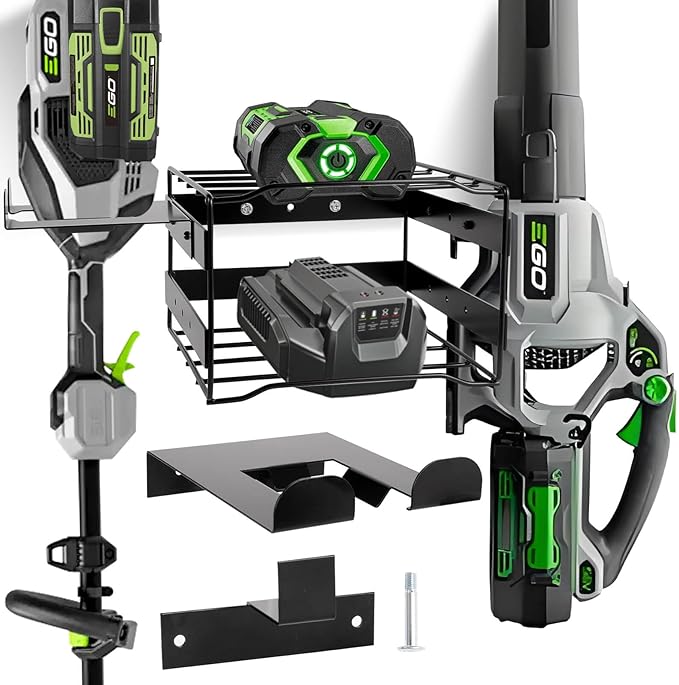 Power Tool Organizer Wall Mount - Heavy Duty Weed Eater Hanger for Garage Organization, Cuboid Garage Storage Rack for EGO Leaf Blower, Trimmer, Chainsaw, Edger, Battery, Charger, 180lbs Load Capacity