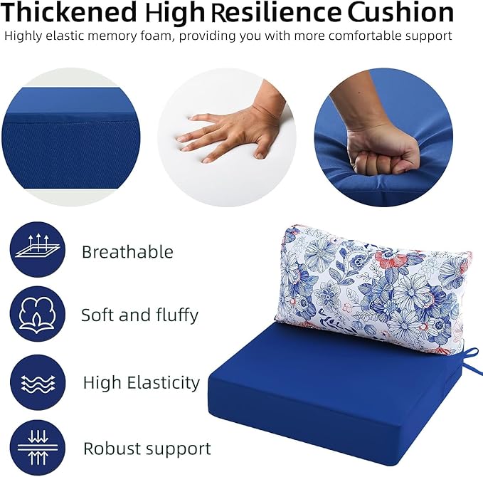 Outdoor Cushions for Patio Furniture, Outdoor Seat and Back Cushion, Waterproof Hampton Bay Deep Seat Replacement Couch Cushions for Lawn Garden, 28.5x28.5 Inch
