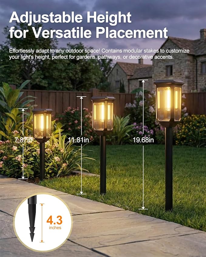 Tenmiro-Solar-Pathway-Lights-Outdoor-4 Pack-LED-Solar-Powered-Garden-Lights-Waterproof-IP65-Outdoor-Light-for-Yard-Lawn-Patio-Path-Walkway-Driveway-Decor-3000K