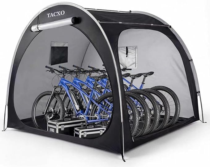 Bike Storage Shed Tent,Bike Cover Waterproof Outdoor Storage Shed with 210D Oxford Fabric PU4000 for 4-5Bikes,Portable Bicycle Shelter for Motorcycle,Garden Tools,Lawn Mower