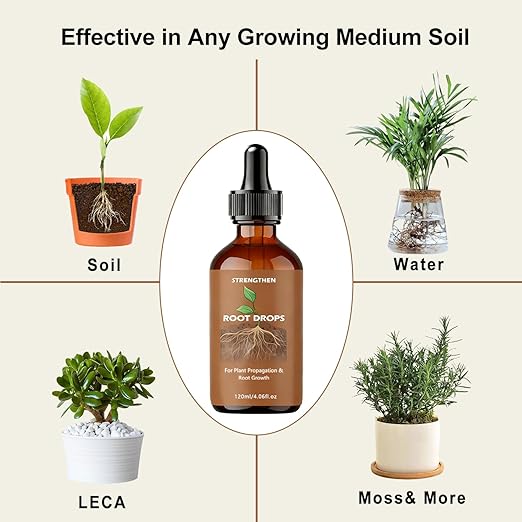 Root Drops,Liquid IBA Rooting Hormone for Cuttings,Rooting Vitamins Propagation Drops for Faster Roots &Less Shock Works in Water,Soil,LECA for All Indoor Houseplants Like Pothos,Monstera,Philodendron