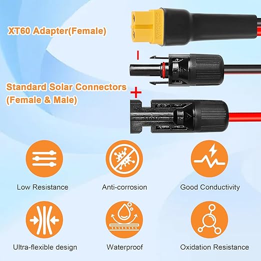 10AWG 100FT XT60 Solar Extension Cable 2 3 6 10 15 20 25 35 40 50 75 100FT XT60 Solar Extension Connector Adapter Thicker Cable Female to Male for Portable Power Station Solar Panel RC LiFePO4 Battery