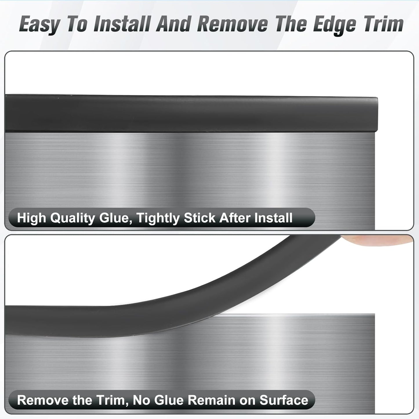 Rubber Edge Trim, Self Adhesive U Channel Edge Trim, U Shaped Trim for Plywood, Glasses, Mirror, Flexiglass, Sharp Edge Parts, Fit for 1/4", Length 20Ft, Black Color, Peel and Stick Plastic Trims