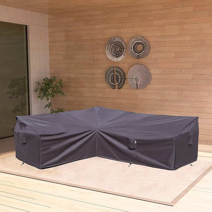 Heavy Duty Outdoor Sectional Couch Covers, 83"X104" Waterproof 600D Patio Sectional Sofa Cover, L-Shaped Lawn Patio Furniture Cover, Left Facing - Storm Grey